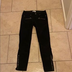 Paige Jane zip black cord skinny jeans